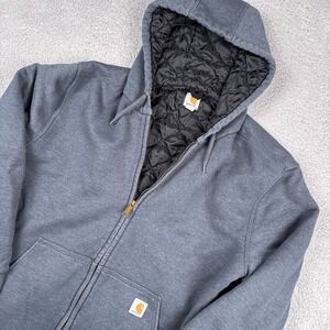 Carhartt Hoodie Mens 2XL Blue Rain Defender Quilt Lined Zip Workwear 100631